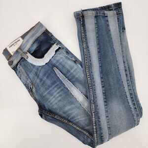 FRWD Denim NY Womens Fit 2 Stacked Distressed Flare Blue Jeans 34W / 36L